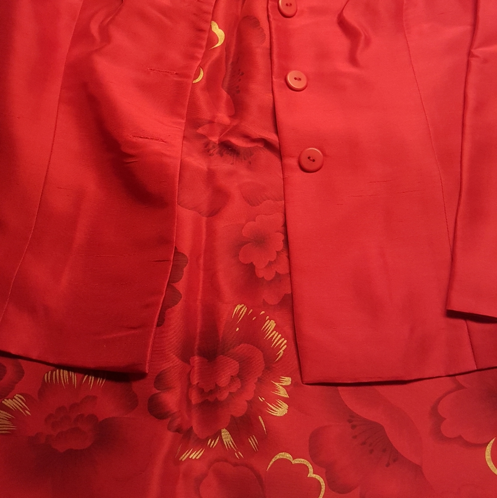 Coldwater Creek Silk Floral Sheath and Red Jacket